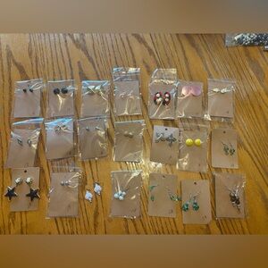 Assorted Earring Lot - Black, Pink, Yellow, Green, Pearl & More